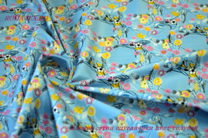 Ткань с рисунком для постельного белья
 хлопок сатин одуванчики голубой